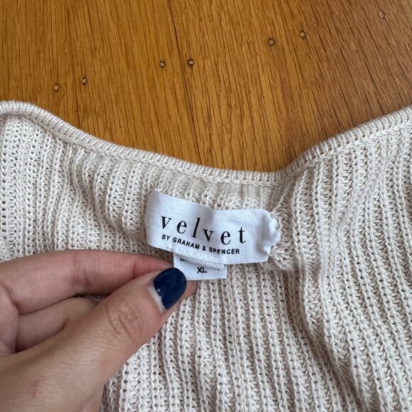 XL Button Cotton Knit Cardigan, Velvet by Graham and Spencer Solange Cardigan - Picture 8 of 9